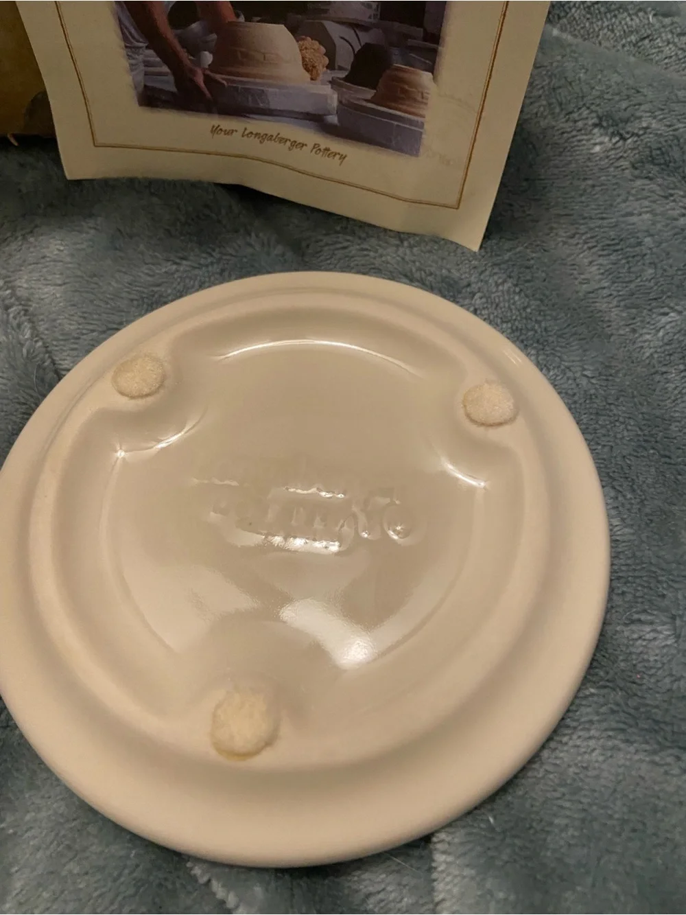 Longaberger Cream Ceramic Crock with Blue Floral Accent